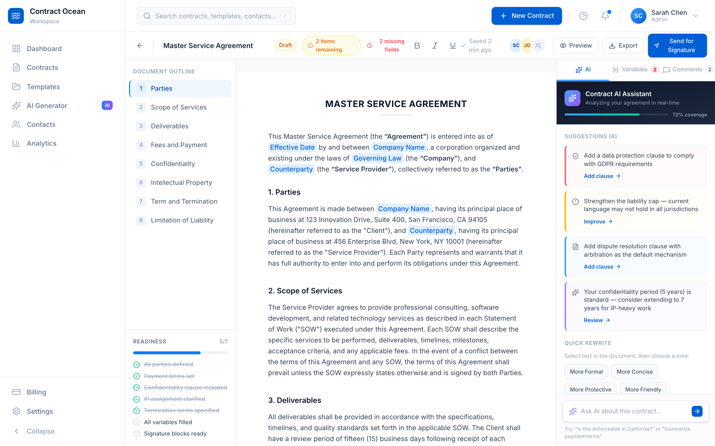 Contract Ocean Smart Contract Editor